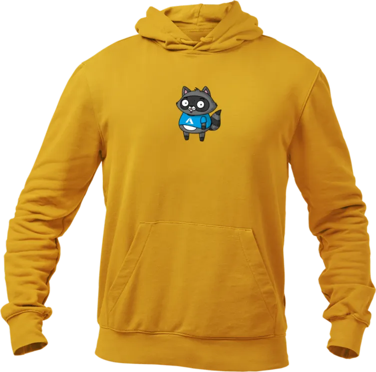 Yellow Hoodie with racoon (S-Size) for Unisex